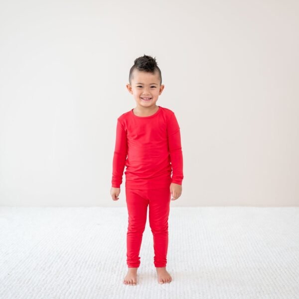Long Sleeve Pajamas in Cardinal